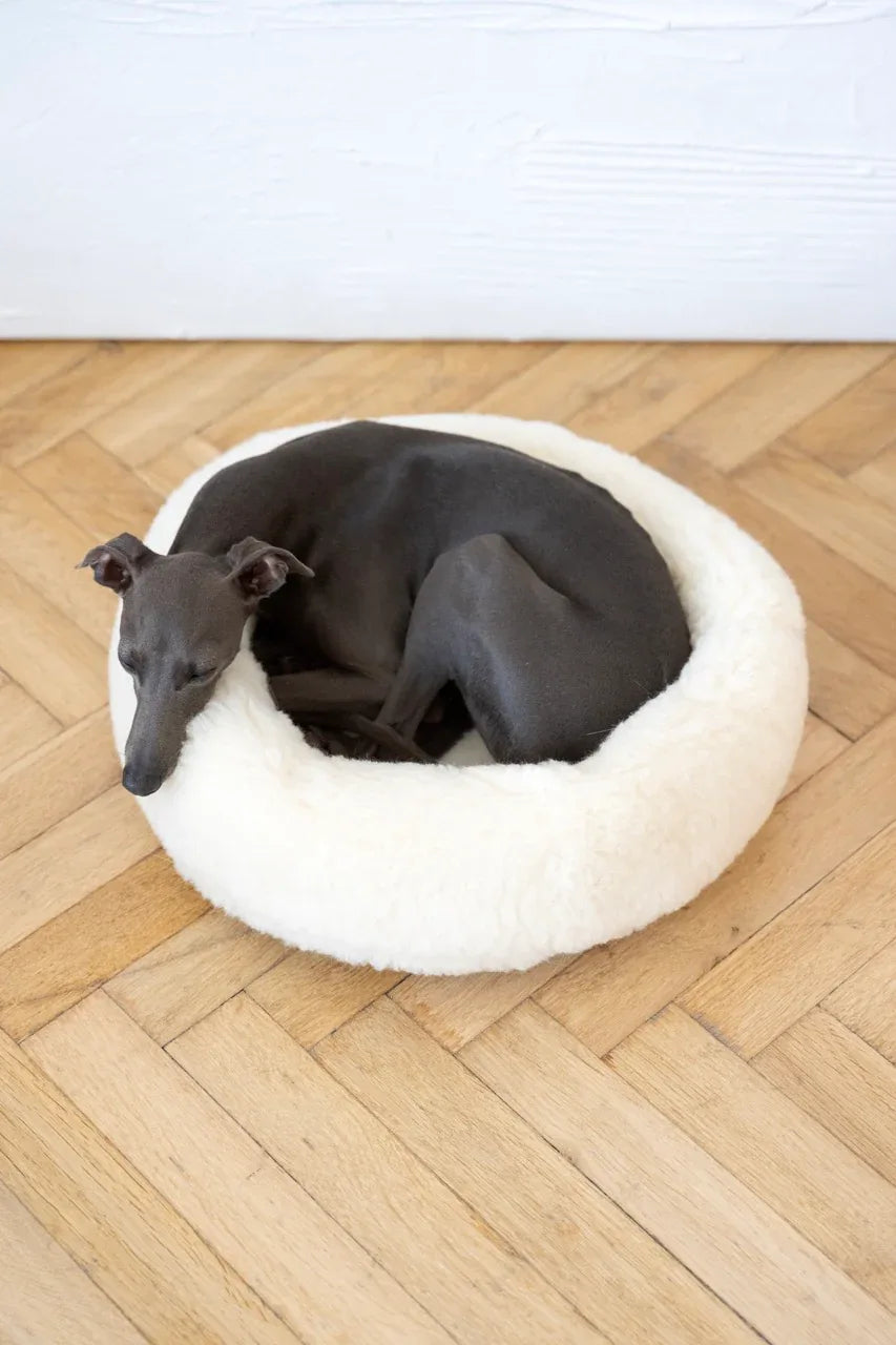 Nordvik Wool Pet Bed — Round, Natural White